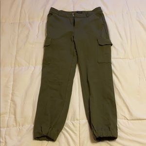 green rouched joggers